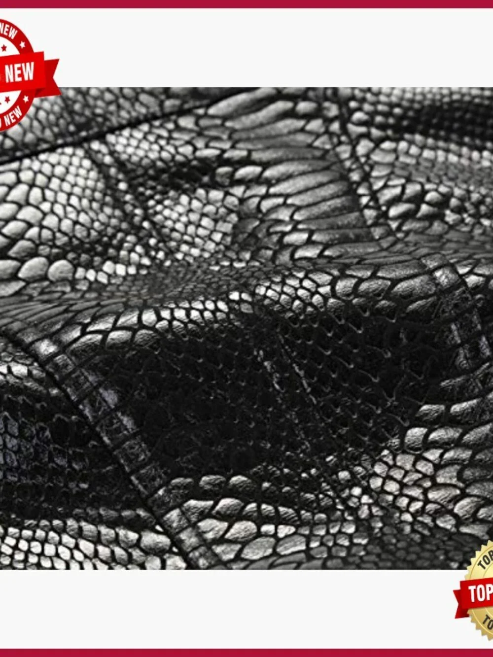 Slim Fit Faux Leather Moto Jacket with Studded Snake Print_6